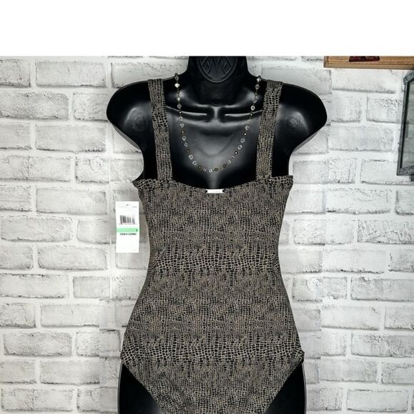 NWT Vintage Calvin Klein Alligator Patterned Sexy One Piece Swimsuit sz 8 - Picture 3 of 8